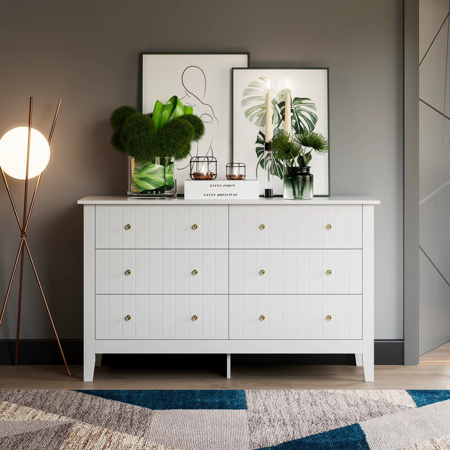 Getone Sideboard Komodenschrank mit 6 Schubladen in Weiß, B/T/H: 133 x 45 x 79,5 cm - Bild 2