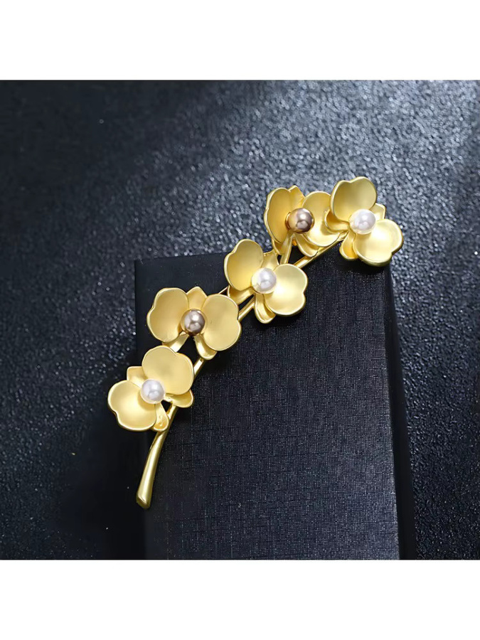 shmik Brosche, Schmetterling, Orchidee, Perle, Gold, Damen - Bild 4