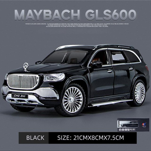 Maybach GLS-Klasse GLS600, Druckgussauto-Modellspielzeug, Maßstab 1:24, mit Ton und Licht, schwarz - Bild 1