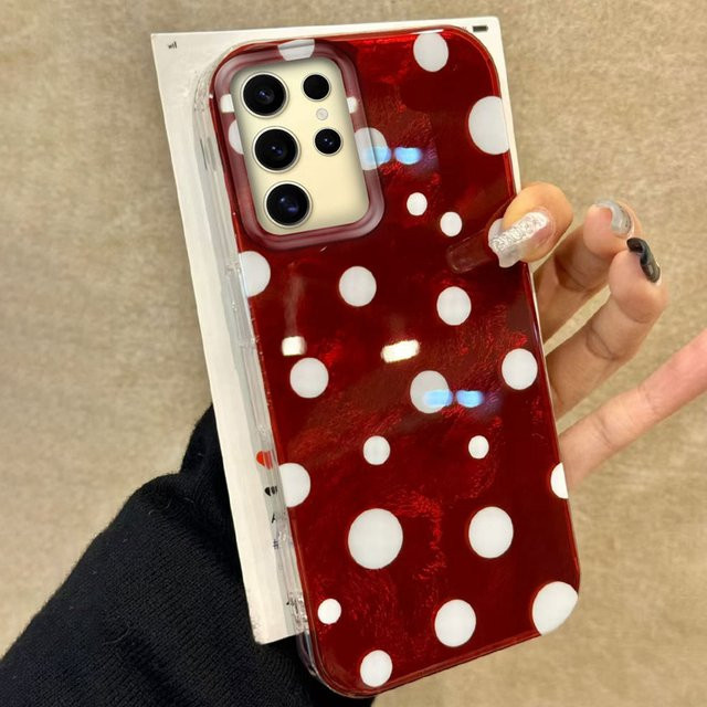 Samsung Handyhülle mit weihnachtlichem Rot und kreisförmigen Punkten im Farbverlauf für Galaxy S24 S23 S22 S25 S21 Plus S20 FE Ultra - Bild 1
