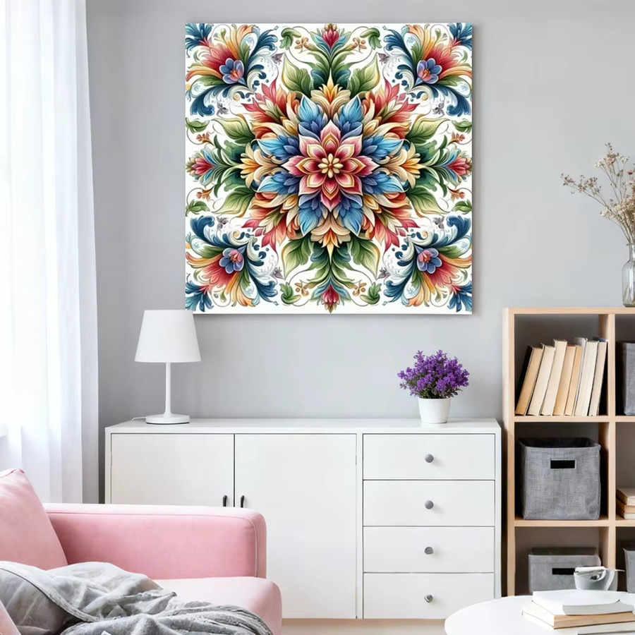 HUACAN Diamant-Mosaik Mandala-Blume als Rundes Diamant-Gemälde in Multicolour, Durchmesser: 20 cm - Bild 2