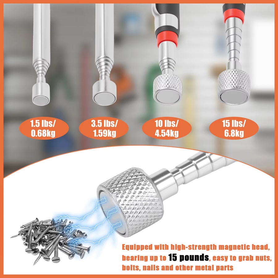 Toorise Mini-Teleskop-Magnetstift in Silber für Kfz-Reparaturen und zum Aufnehmen von Muttern und Bolzen - Bild 4