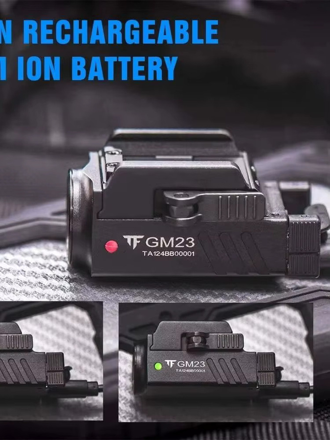 Trustfire GM23 Taktische Pistolenlampe mit 800 Lumen Mini-LED-Licht, USB-aufladbare Taschenlampe in Schwarz - Bild 4