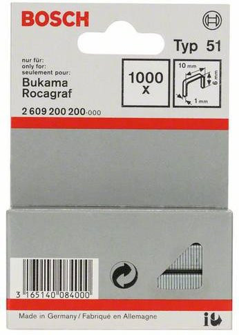 Bosch Flachdrahtklammern Typ 51 in Silber, B: 10 mm, H: 6 mm, 1000 Stück - Bild 1