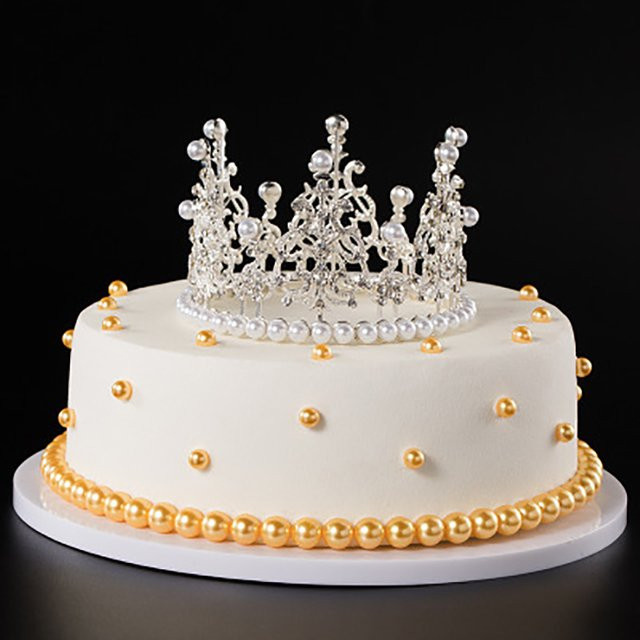 JETTING Perlenkrone Kuchendekoration als kleines Diadem aus Kristallperlen in Silber - Bild 1