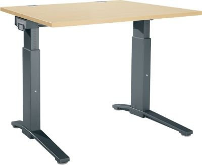 Schäfer Shop Genius Schreibtisch ERGOSTYLE S, manuell höhenverstellbar, Rechteck, C-Fuß, B/T/H: 120 x 80 x 67,5-89,5 cm, Ahorn/Anthrazit - Bild 1