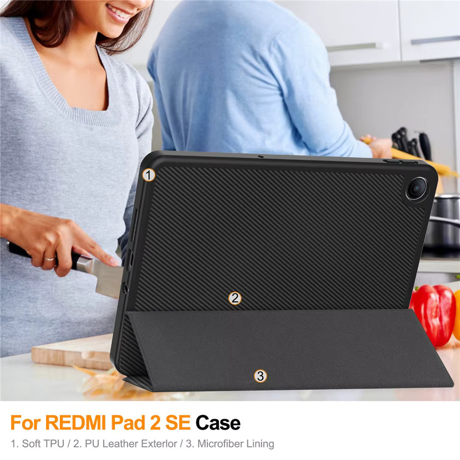Xiaomi Redmi Pad 2 SE 9,7 Zoll Tablet-Hülle mit Stifthalter und Klappständer aus PU-Leder in Schwarz oder Lila - Bild 4