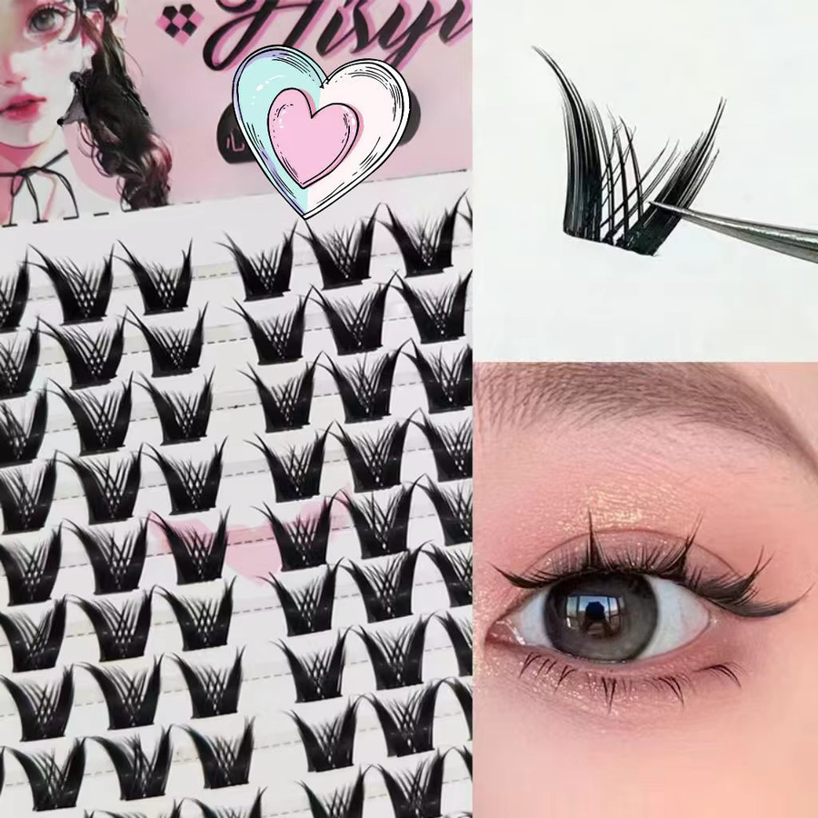 Hisyi Künstliche Wimpern, Segmentierte Büschel, Natürlich, Unisex - Bild 3
