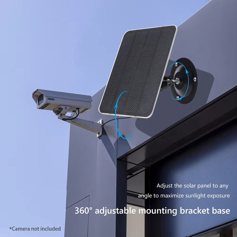 Tragbares Solarpanel in Schwarz mit 3 W, 5 V, monokristalliner Technologie, 360 Grad verstellbarer Halterung und USB-Anschluss, IPX6 wasserfest, ideal für Türklingeln und Hofbeleuchtung - Bild 2
