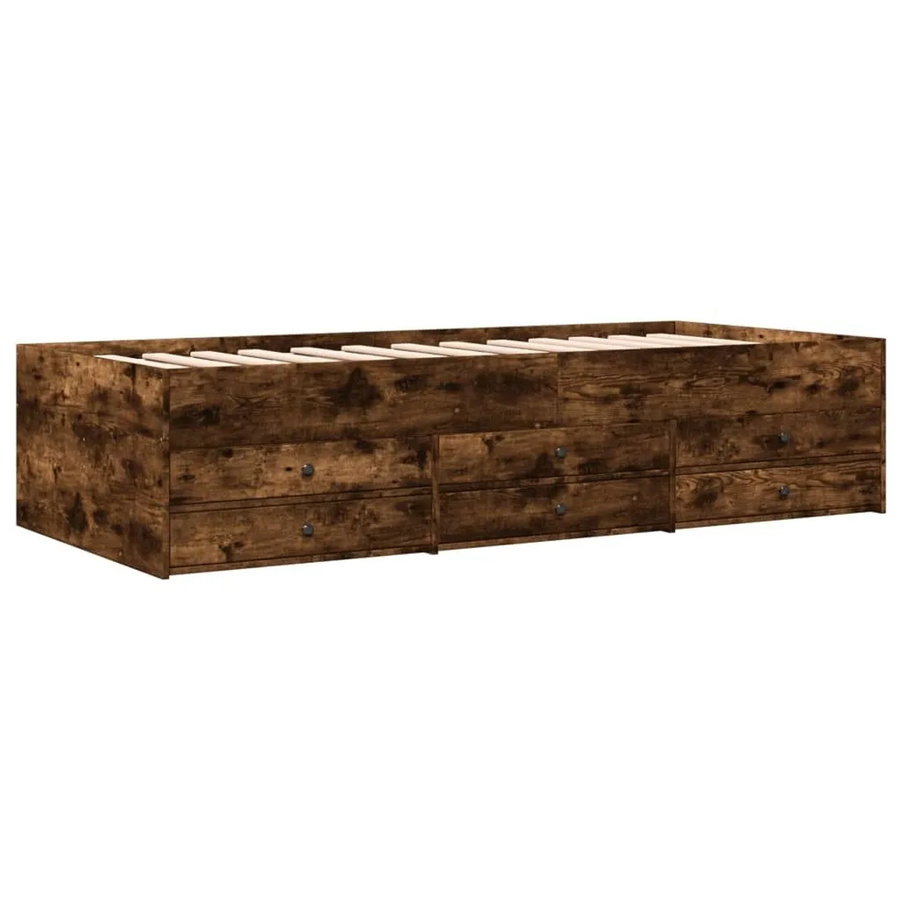 vidaXL Tagesbett mit Schubladen in Räuchereiche, ohne Matratze, B/T/H: 101,5 x 200 x 45,5 cm - Bild 2