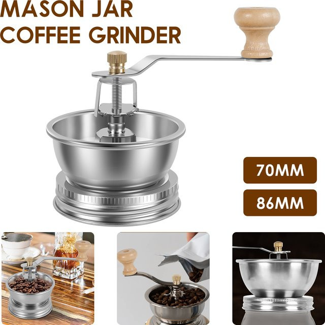 Willstar Manuelle Kaffeemühle aus Edelstahl in Silber mit verstellbarem Mahlgrad und Kurbelgriff - Bild 1