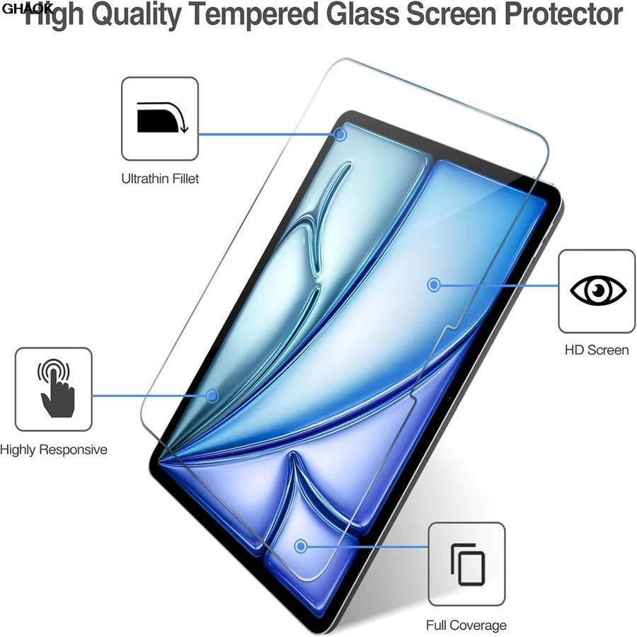 2 Stück Gehärtetes Glas Displayschutzfolie für Apple iPad Air 5 4 sowie iPad Pro 12.9 11 13 Zoll M4 M2 M3 M5 in Transparent HD Klar - Bild 4