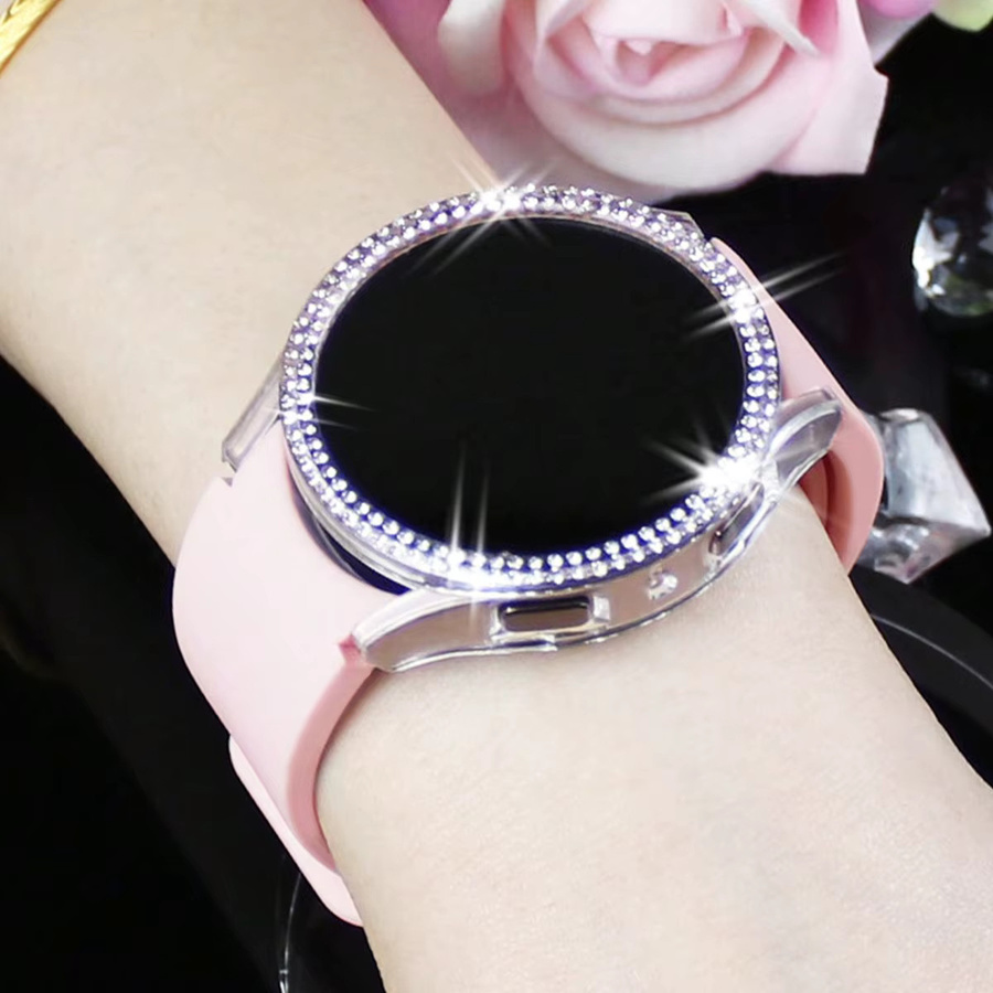 Samusak Uhrenarmband Silikon, Diamant-Hohlgehäuse, Samsung Galaxy Watch4 5 6 7 - Bild 5