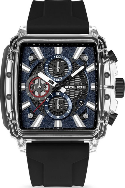 Police Chronograph Herrenuhr, Quarz, Kunststoff, Blau, 43 mm - Bild 1