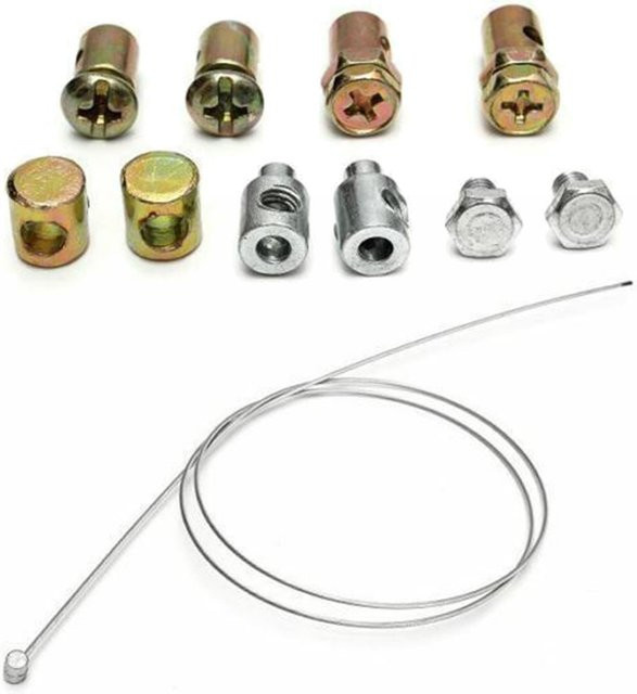 Vibratite Universal Gas Kupplung Kabel Reparatur Kit in Silber mit lötfreien Nippeln, Hülsen und Muttern für Rasenmäher und Rotovator - Bild 1