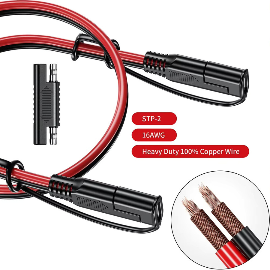 SAE auf SAE Verlängerungskabel für Solarstecker, 16 AWG, wasserdicht, rot - Bild 4