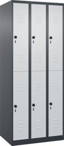 C+P Doppelstock-Spind Classic PLUS mit 3 Abteilen, Stahlkonstruktion, Anthrazitgrau und Lichtgrau, H x B x T: 185 x 75 x 50 cm - Bild 1