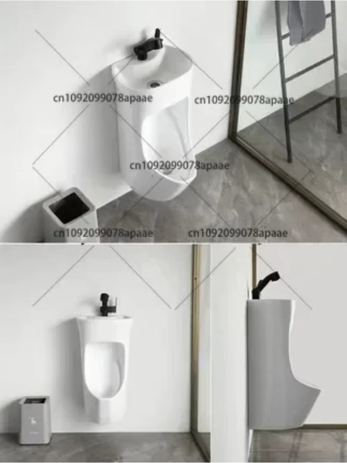 Wassersparendes Keramik-Urinal mit integriertem Waschbecken für die Wandmontage in Weiß - Bild 3