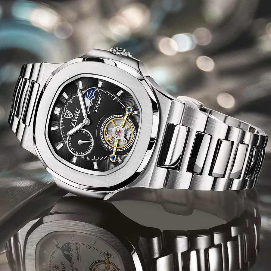 LIGE Armbanduhr, mechanisch, Edelstahl, Herren - Bild 2