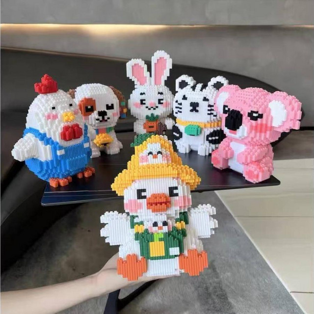Potdemiel Tier-Bausteine Ente Hase Bär Küken Hund, Puzzle Spielzeug - Bild 1