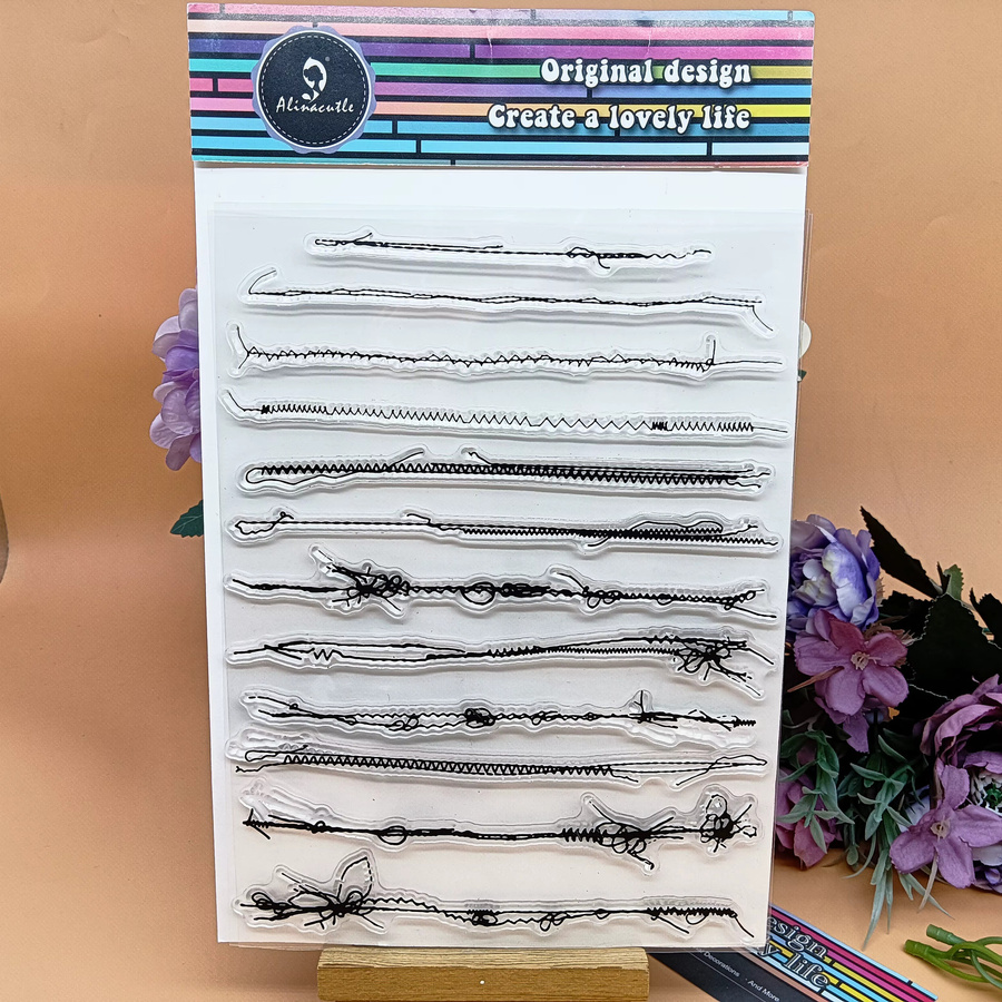 Alinacutle Transparenter Silikonstempel mit dekorativen Linien für Papierhandwerk und DIY-Kartenherstellung, Transparent - Bild 2