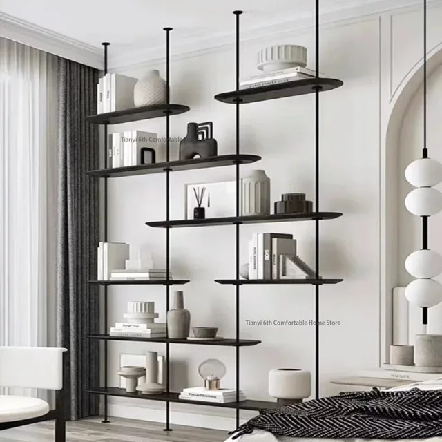 OAKCIA Bücherregal aus Metall in Schwarz Matt mit minimalistischem Design und Wandmontage - Bild 1