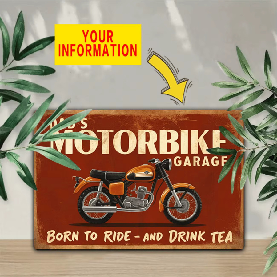 Personalisiertes CIFBUY Motorrad-Garage-Schild aus Metall in Rot im Vintage-Design zur Wanddekoration für Motorrad- und Dirt-Bike-Enthusiasten - Bild 4