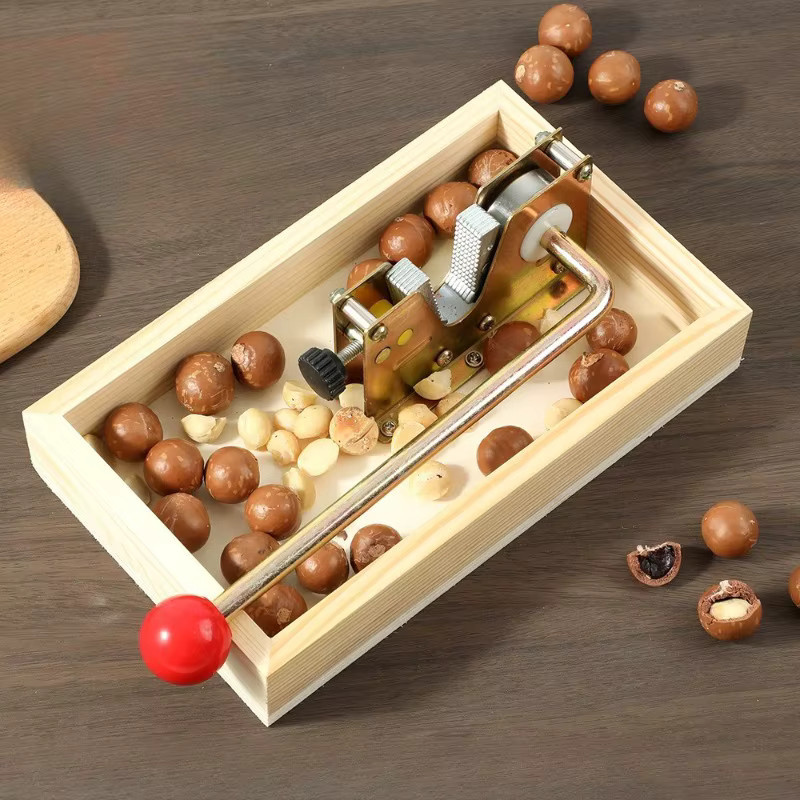 JUSTINLAU Manueller Nussöffner aus Holz in Braun, verstellbare Nussknacker-Zange für Walnüsse, Kastanien, Pekannüsse, Haselnüsse und Mandelnüsse - Bild 3