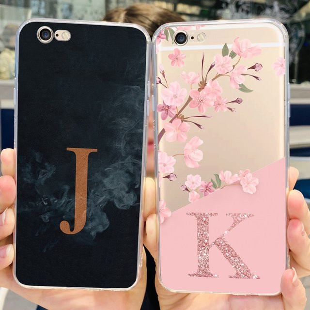 Apple iPhone 6, 6S und 6 Plus Silikon Schutzhülle mit Buchstaben-Design in Schwarz und Multicolour - Bild 1