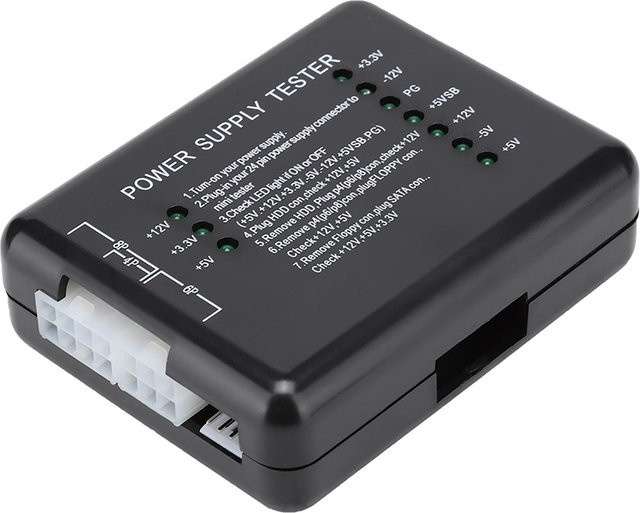 DIYelecs Computer PC Netzteil Tester Schwarz mit Kontrollleuchte für PSU ATX SATA HDD - Bild 1