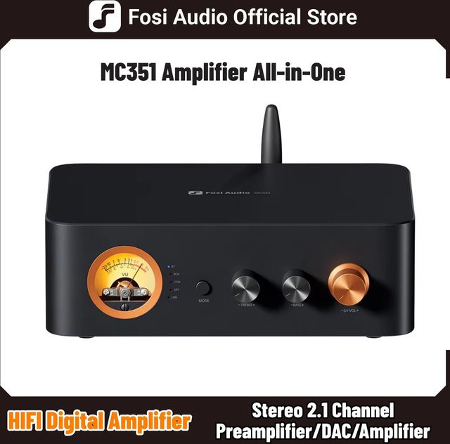 Fosi Audio MC351 2.1 Kanal Bluetooth Stereo Integrierter Verstärker mit DAC, Mini Audio Power Amp TPA3255 für Passivlautsprecher, Schwarz - Bild 1