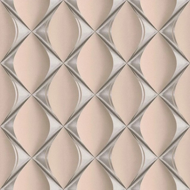 PROFHOME 3D Tapete Grafisch Schimmernd in Rosa und Silber, modernes geometrisches Design aus Vlies, Breite: 0,53 m, Länge: 10,05 m - Bild 1