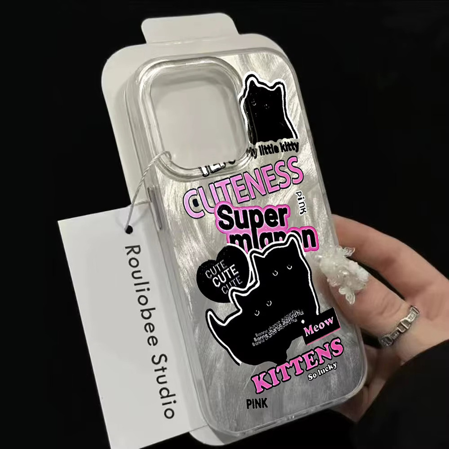 Stoßfeste Silikon Handyhülle mit Kätzchen-Design für Apple iPhone, transparent - Bild 3