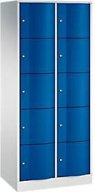 C+P Schließfachschrank Resisto mit 2 Abteilen und 10 Fächern, Lichtgrau/Enzianblau, B/T/H: 77,2 x 54,0 x 195,0 cm - Bild 1