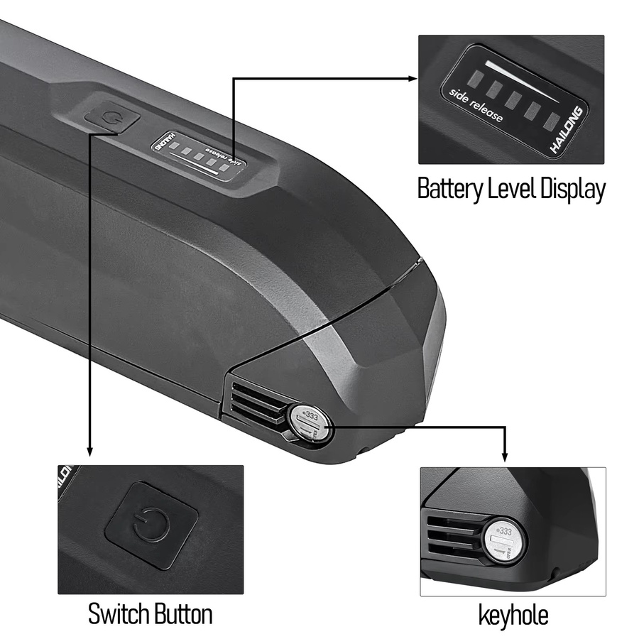 Hailong EBike Batteriegehäuse Box für 36V und 48V mit Halterung und 5-PIN Entlader, Schwarz, passend für bis zu 40 Stück 18650 Zellen - Bild 4
