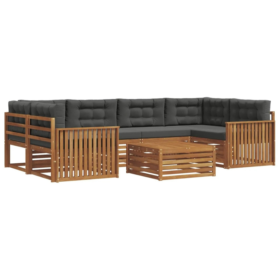 vidaXL Outdoor-Sofagarnitur 8-teilig aus Akazienholz mit Kissen in Anthrazit und Natur - Bild 2