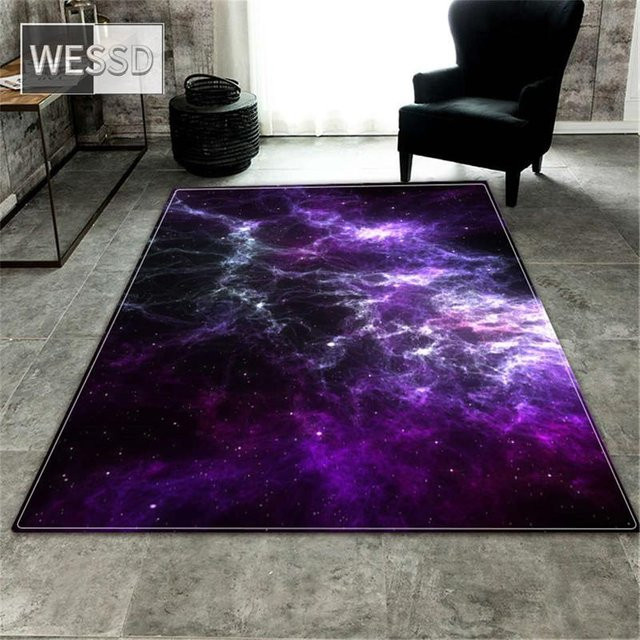 ZZ HOME Galaxy 3D-Bodenmatte mit Universum-Design, weicher Flanell-Teppich für Schlafzimmer und Wohnzimmer, lila, B/T: 150 x 100 cm - Bild 1