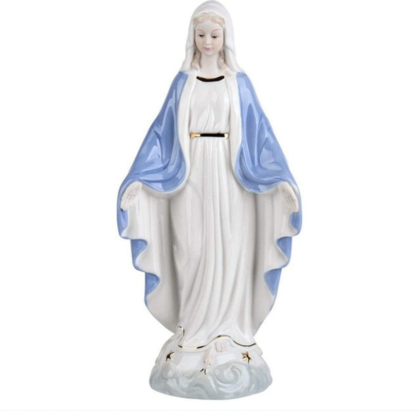 Handgemalte Porzellan-Statue Unsere Liebe Frau von der Gnade in Blau und Weiß - Bild 1