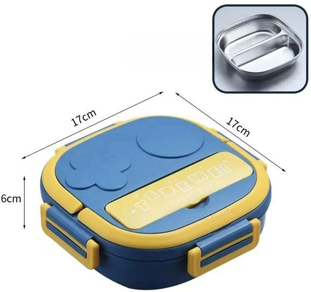 Chic Interiors Bento Box aus Edelstahl mit Fach, isoliert und auslaufsicher, Blau, inklusive Besteck - Bild 1