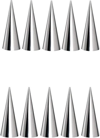 TOMTOP JMS 10er Set Edelstahl Cremewaffelformen für Eishörnchen in Grau