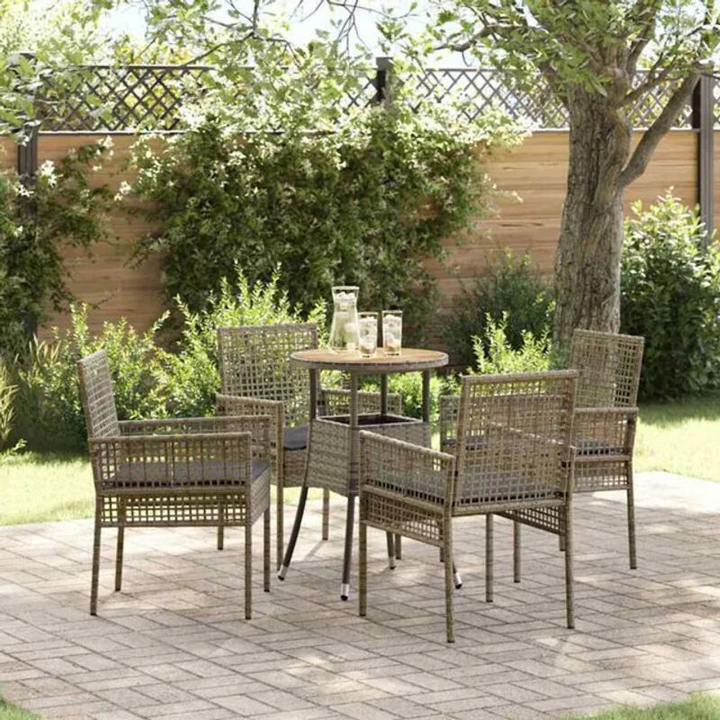 5-teilige Essgruppe aus Polyrattan und Glas in Grau von vidaxl im modernen Design - Bild 1