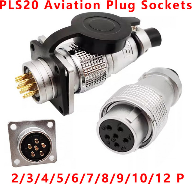 Luftfahrt Stecker und Buchse WS20 TP20 in Silber mit 20mm Öffnungsdurchmesser - Bild 1