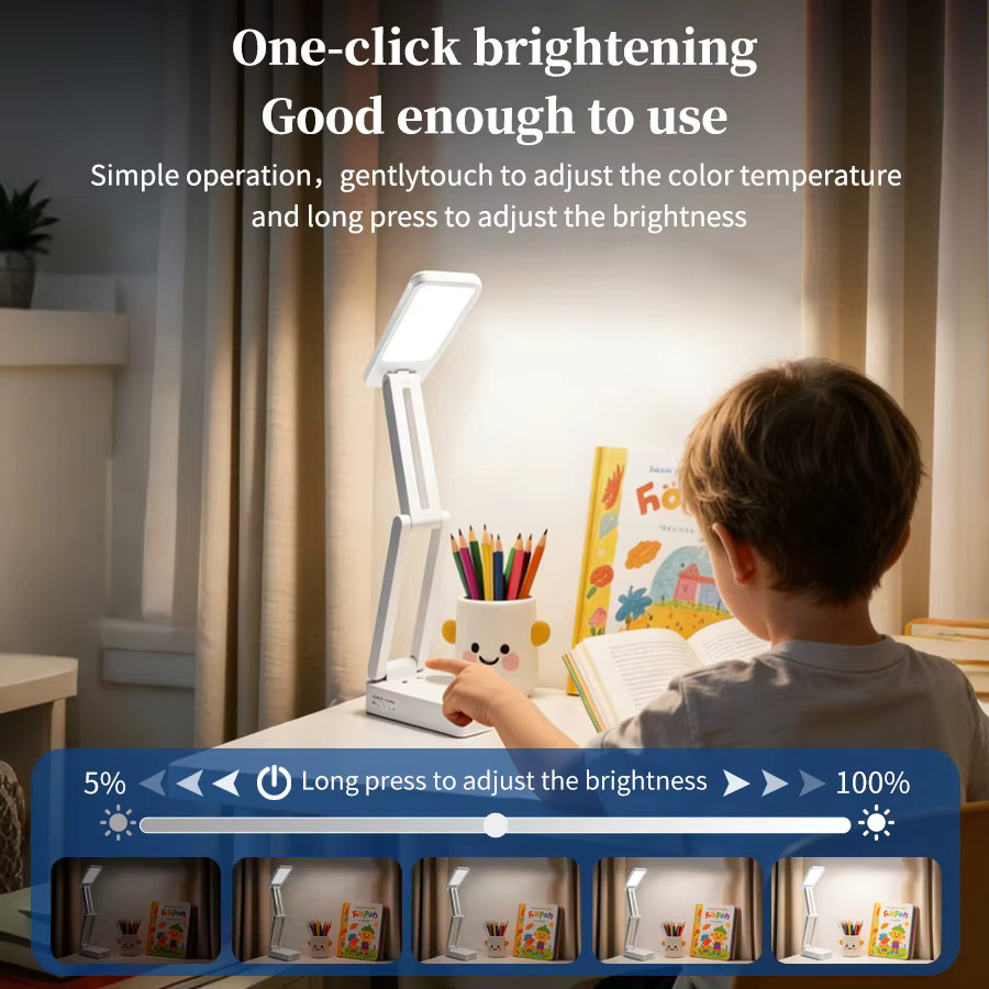 GGBEE Faltbare LED Tischlampe in Weiß mit wiederaufladbarem Akku und Nachtlichtfunktion für Home Office und Studium - Bild 2