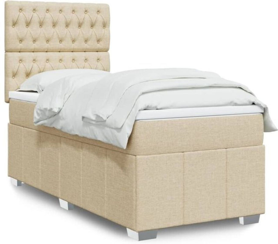 vidaxl Boxspringbett mit Matratze aus Stoff in Beige, B/T/H: 100 x 200 x 140,5 cm - Bild 1