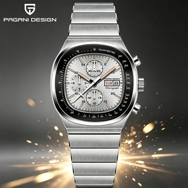 PAGANI DESIGN Chronograph, Quarz, Edelstahl, Saphirglas, 40 mm, Herren, Schwarz - Bild 1