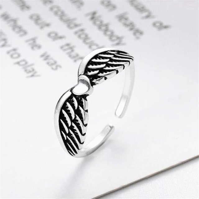 YIRAN Jewelry Ring, 925 Silber, Herz Flügel, Damen, Weiß - Bild 1