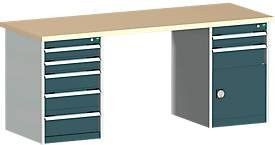 Cubio Werkbank W-2078-2.13 in Anthrazit mit Holzoberfläche, B: 120 cm, H: 75 cm, T: 84 cm - Bild 1