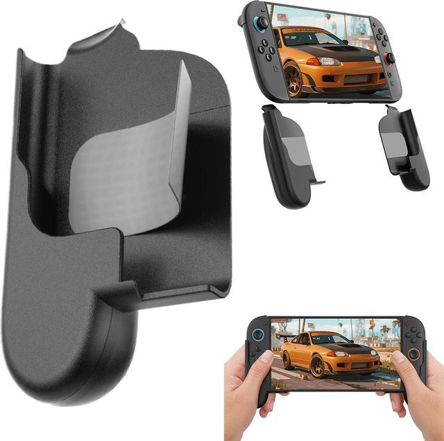 Ergonomischer und rutschfester Handgriff für Switch 2 mit geteilten Griffen in Schwarz - Bild 1