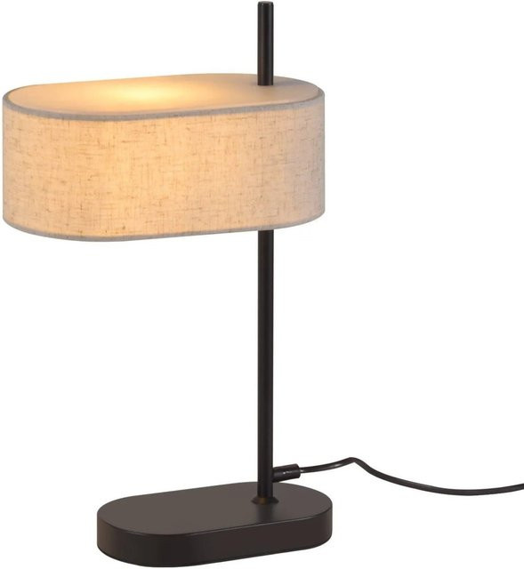 NETTLIFE Nachttischlampe im Vintage-Design mit Leinen Schirm in Schwarz und Beige, E14 Tischlampe für das Schlafzimmer, Höhe: 44,5 cm - Bild 1