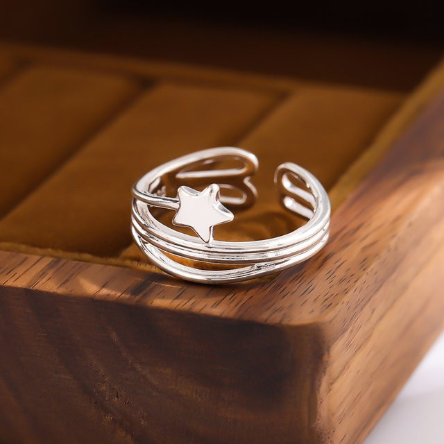 Ring 925 Silber, fünfzackiger Stern, Damen - Bild 1